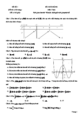 Đề thi thử Tốt nghiệp THPT môn Toán - Mã đề 01 - Năm học 2021 (Có đáp án)